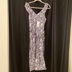 Vineyard Vines Womens Navy/White ruffle dress Large